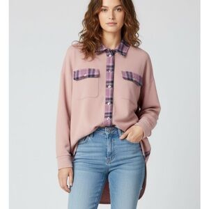 Oversized Button Down Waffle Tunic, Women’s S, Mauve